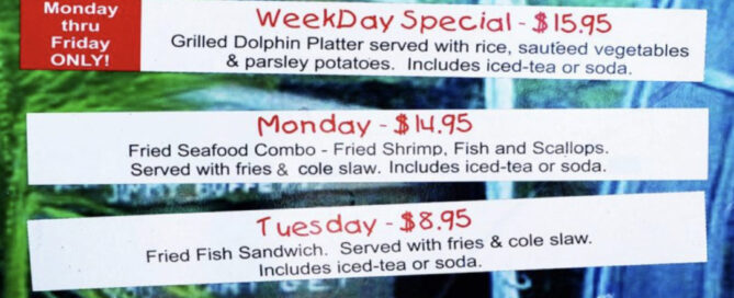 Rustic Inn Lunch Specials Monday through Friday